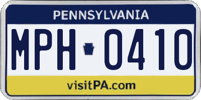 PA license plate MPH0410