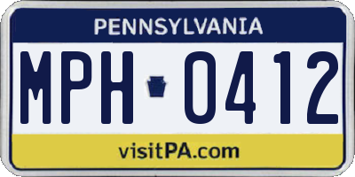 PA license plate MPH0412