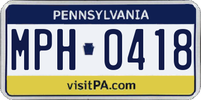 PA license plate MPH0418