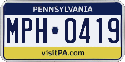 PA license plate MPH0419