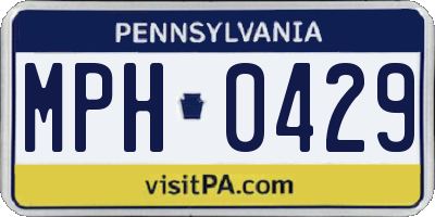 PA license plate MPH0429