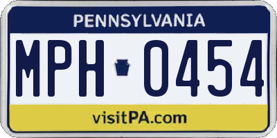 PA license plate MPH0454