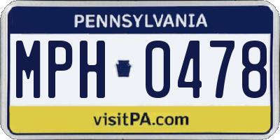 PA license plate MPH0478