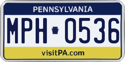 PA license plate MPH0536