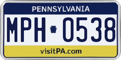 PA license plate MPH0538