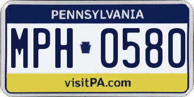 PA license plate MPH0580