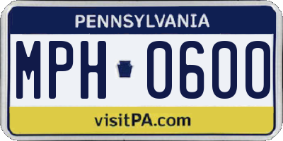 PA license plate MPH0600