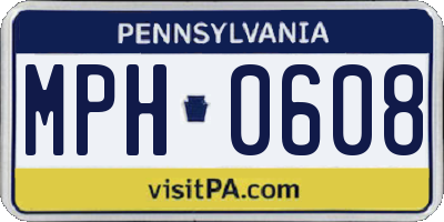 PA license plate MPH0608
