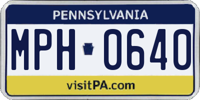 PA license plate MPH0640