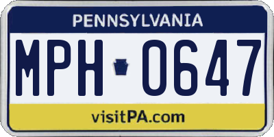 PA license plate MPH0647