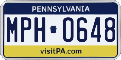 PA license plate MPH0648