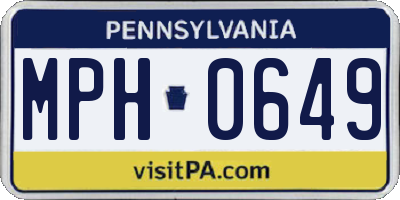 PA license plate MPH0649