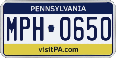 PA license plate MPH0650