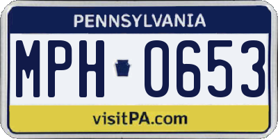 PA license plate MPH0653