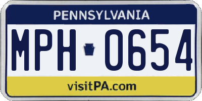 PA license plate MPH0654