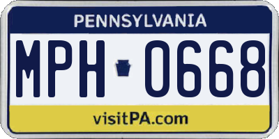 PA license plate MPH0668