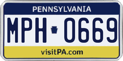 PA license plate MPH0669