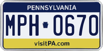 PA license plate MPH0670
