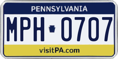 PA license plate MPH0707
