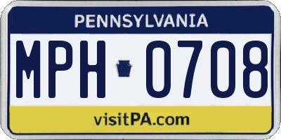 PA license plate MPH0708