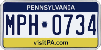 PA license plate MPH0734