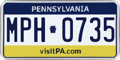 PA license plate MPH0735