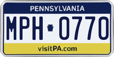 PA license plate MPH0770