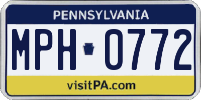 PA license plate MPH0772