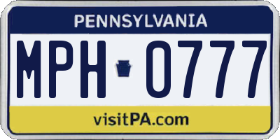 PA license plate MPH0777