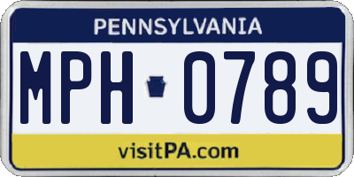 PA license plate MPH0789
