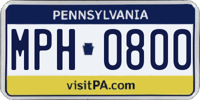PA license plate MPH0800