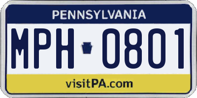 PA license plate MPH0801