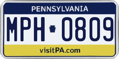 PA license plate MPH0809