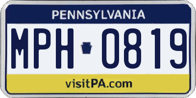 PA license plate MPH0819