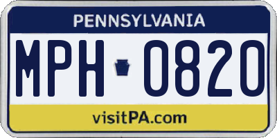 PA license plate MPH0820