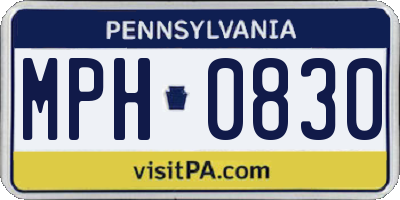 PA license plate MPH0830