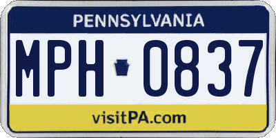 PA license plate MPH0837