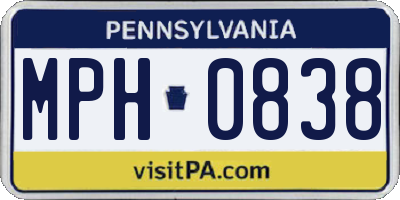 PA license plate MPH0838