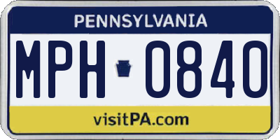 PA license plate MPH0840