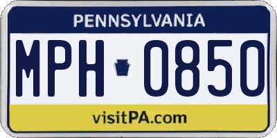 PA license plate MPH0850