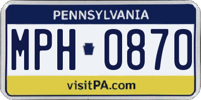 PA license plate MPH0870