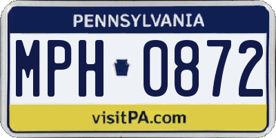 PA license plate MPH0872