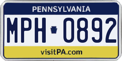PA license plate MPH0892