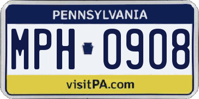 PA license plate MPH0908