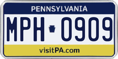 PA license plate MPH0909