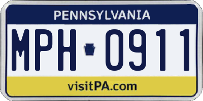 PA license plate MPH0911