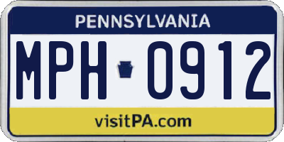 PA license plate MPH0912