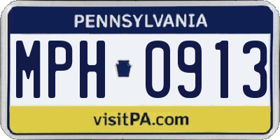 PA license plate MPH0913