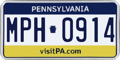 PA license plate MPH0914