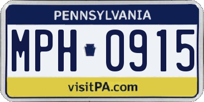 PA license plate MPH0915